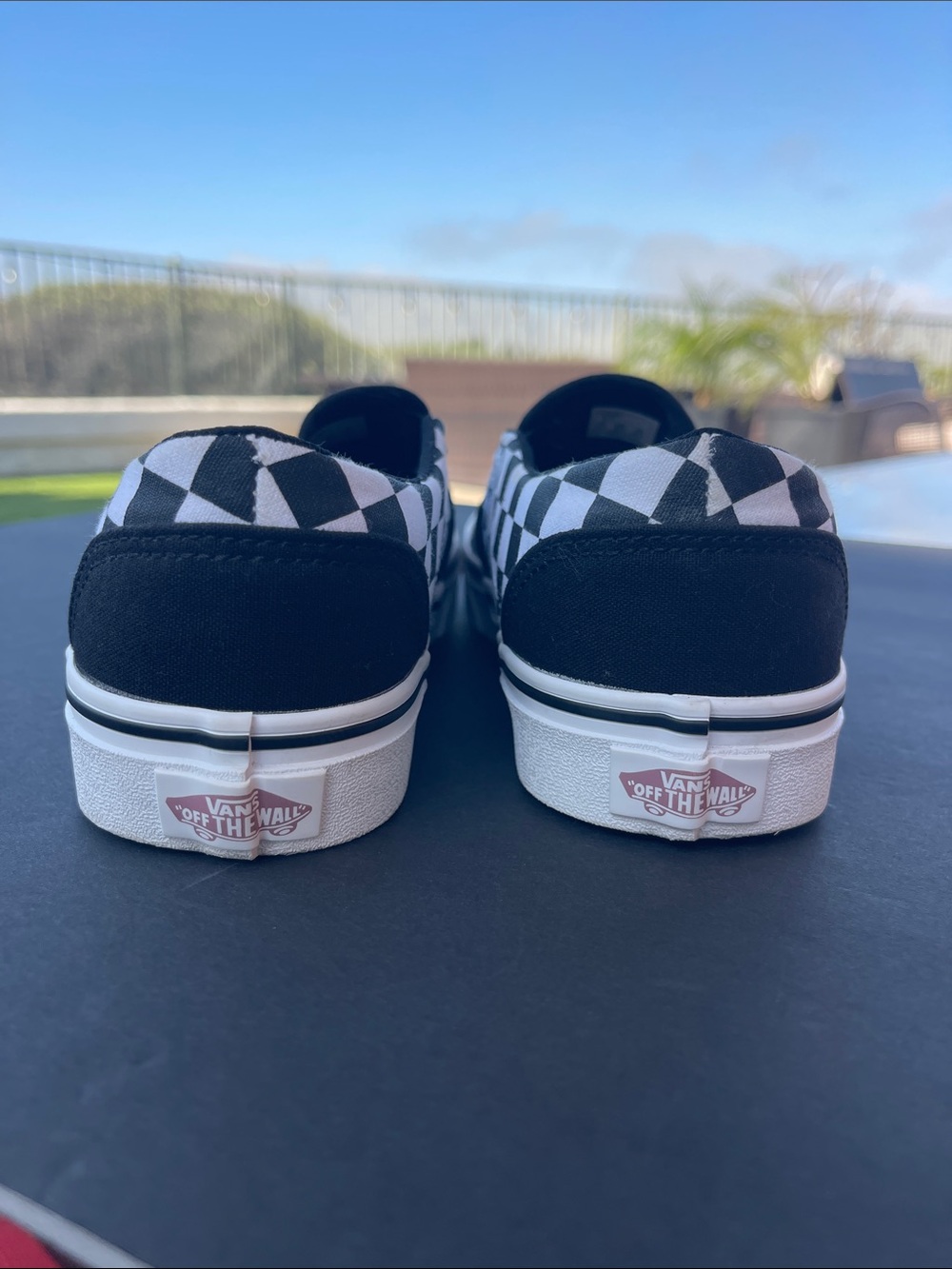 Vans Slip-On Floral & Checkerboard Sneakers - Black/Pink/Green - Picture 4 of 6